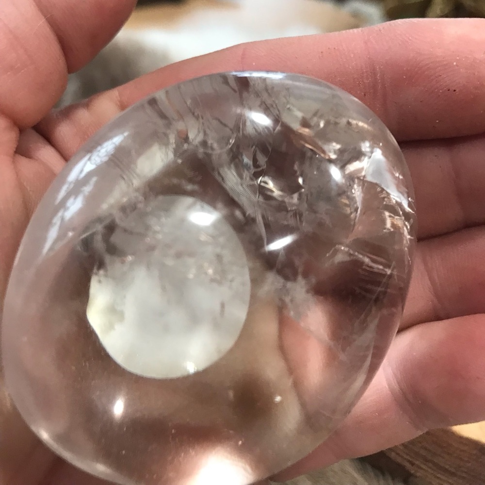 Clear quartz palm stone